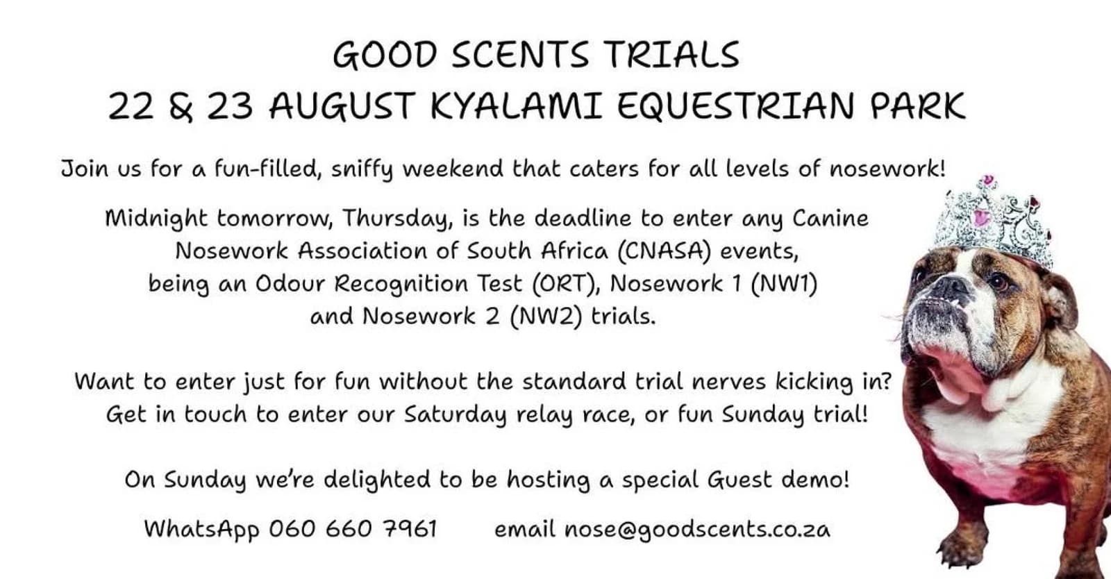 Good Scents ORT and Nosework Trial poster